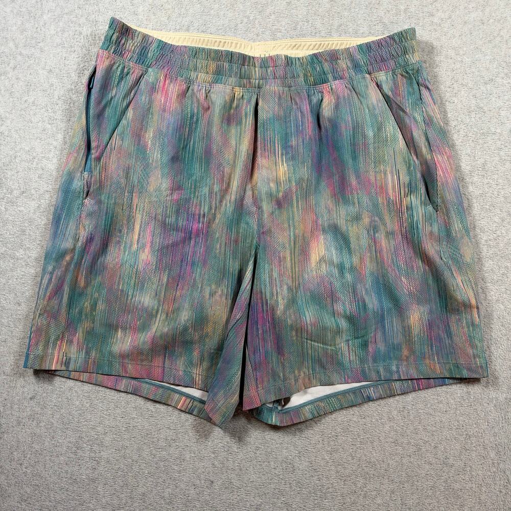 Lululemon Pace Breaker Running Shorts Men's Large Rainbow Striped Linerless